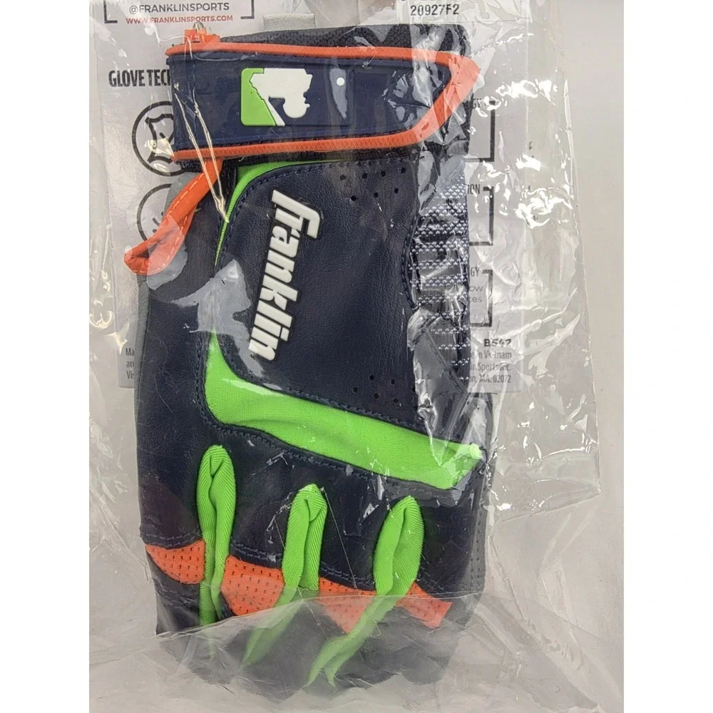 Franklin Shok-Sorb Neo Youth Baseball Batting Gloves RTLFT Size M Gray Navy Lime